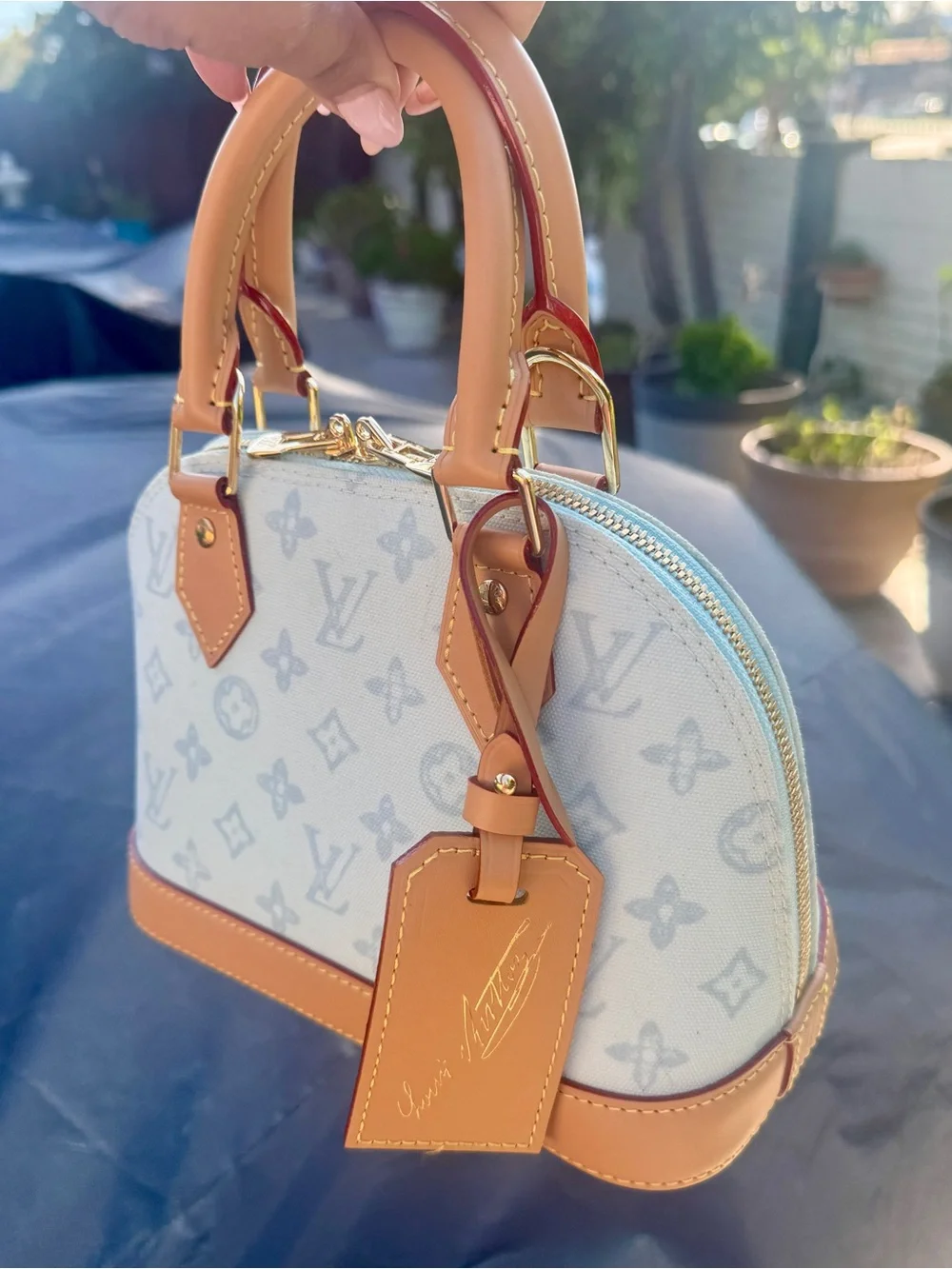 Louis Vuitton 130 yr Anniversary ALMA BB Light Blue Monogram Crossbody